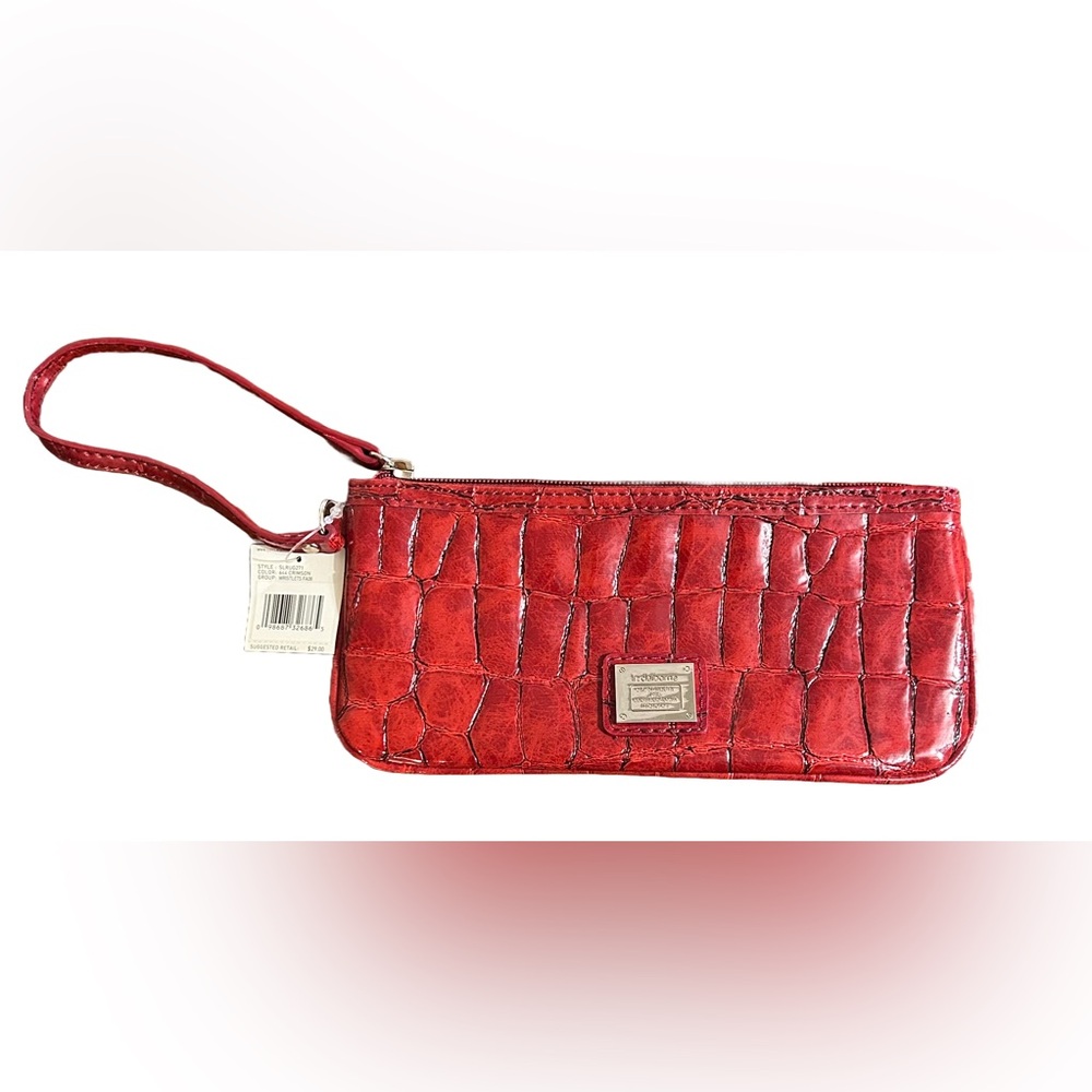 Liz Claiborne Red Croc Embossed Wristlet